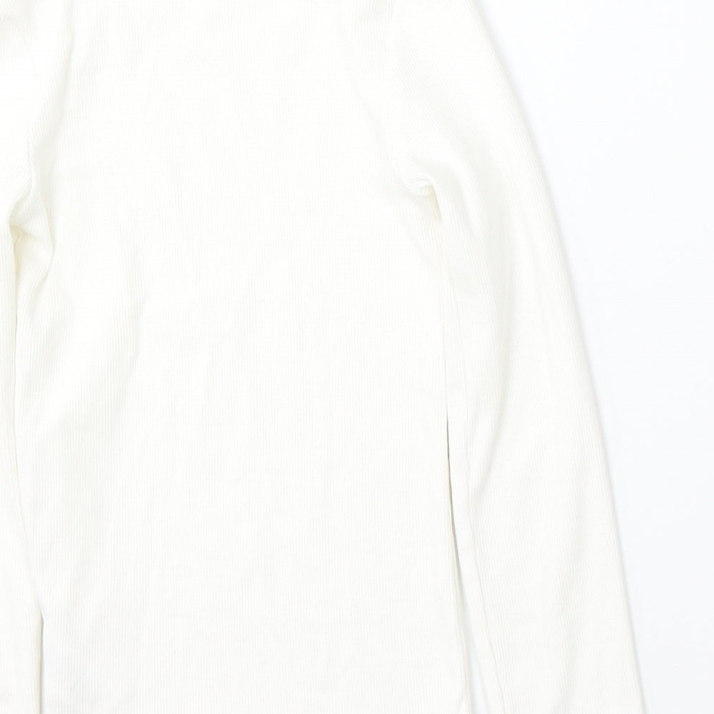 NEXT Girls White Round Neck Cotton Pullover Jumper Size 7 Years