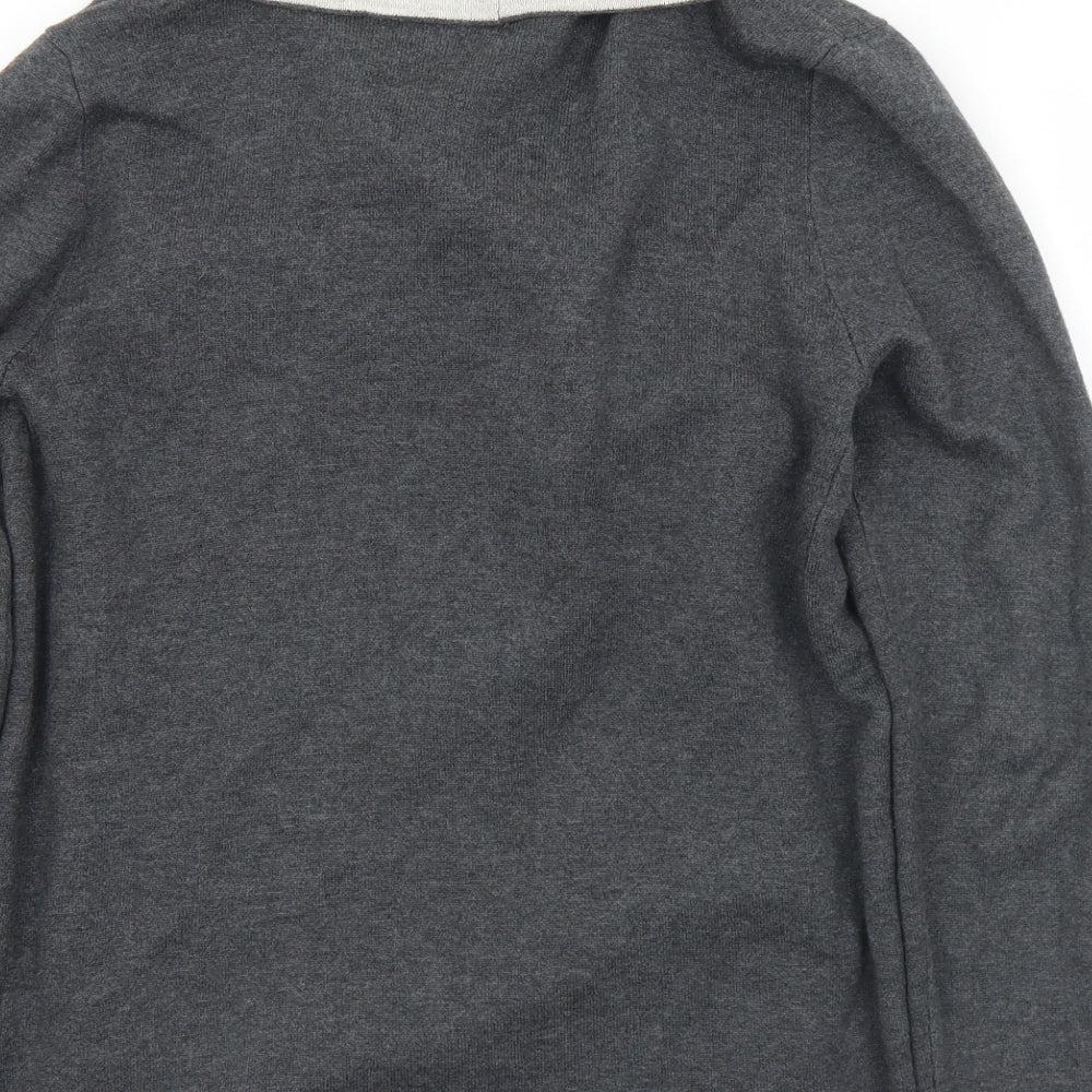 Primark Womens Grey Collared Cotton Cardigan Jumper Size 10 - 10-12