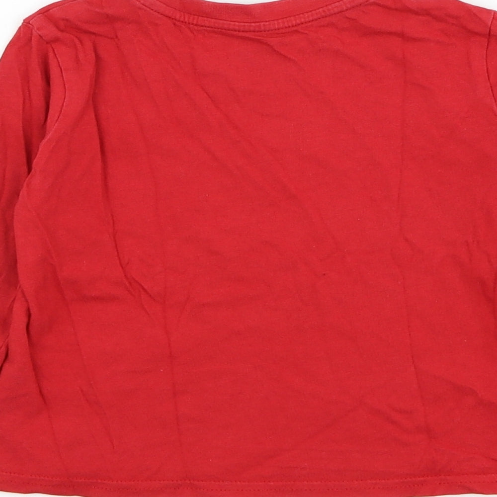 Primark Boys Red Cotton Basic T-Shirt Size 2-3 Years Round Neck Pullover - Epic Super Star