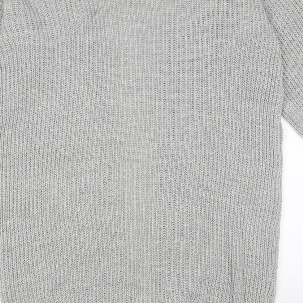GIRL IN MIND Womens Grey V-Neck Acrylic Cardigan Jumper Size 8