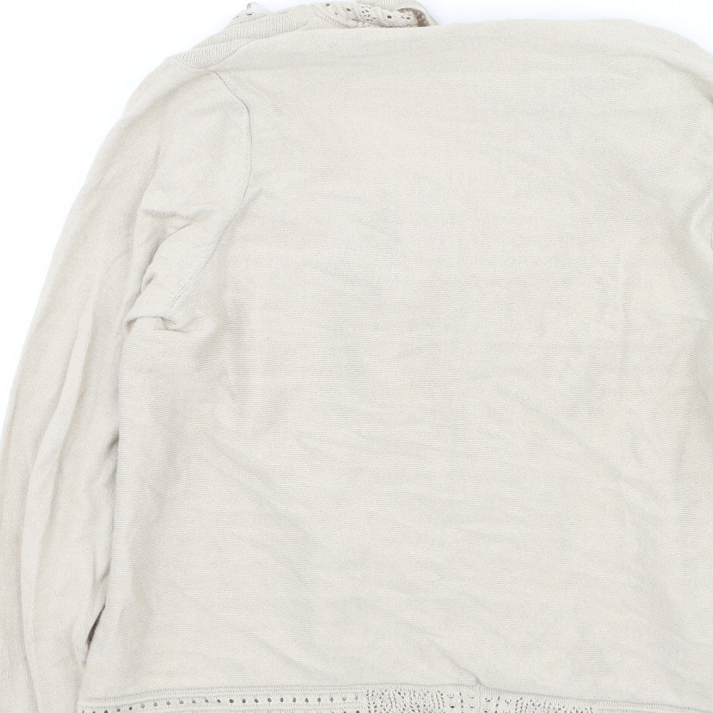 TU Womens Beige V-Neck Cotton Cardigan Jumper Size M