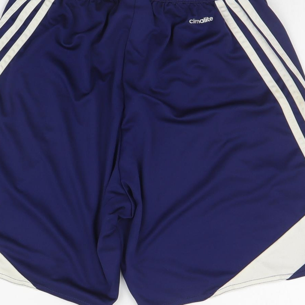 adidas Mens Blue Polyester Sweat Shorts Size S Regular Drawstring