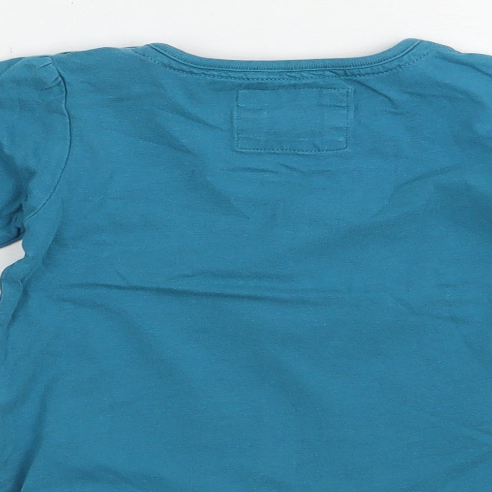 TU Baby Blue Cotton Basic T-Shirt Size 18-24 Months Crew Neck Snap