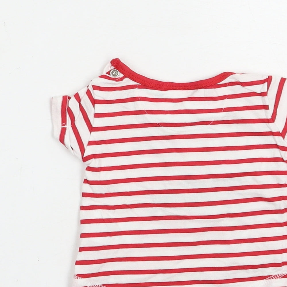 Baby Town Baby Red Striped Cotton Basic T-Shirt Size Newborn Crew Neck Snap - Watermelon