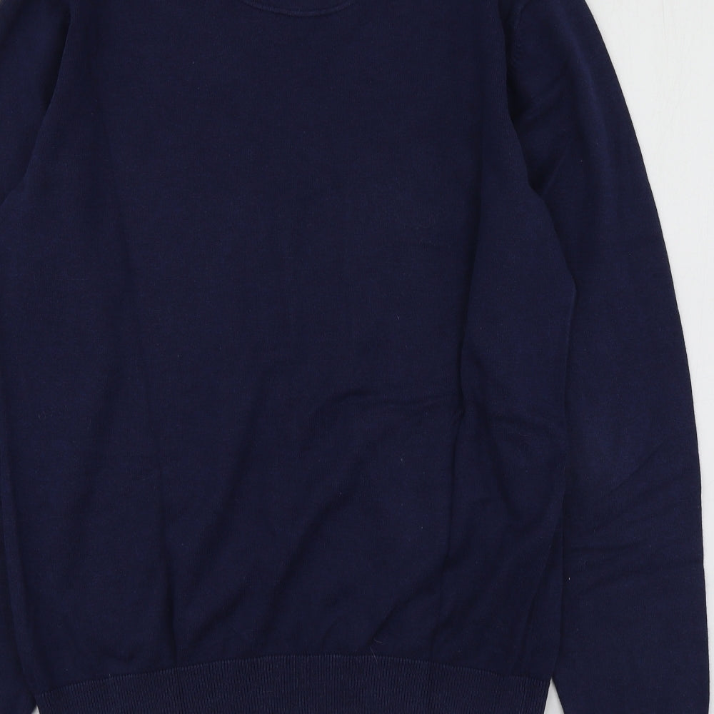 6th Sense Mens Blue V-Neck Cotton Pullover Jumper Size L