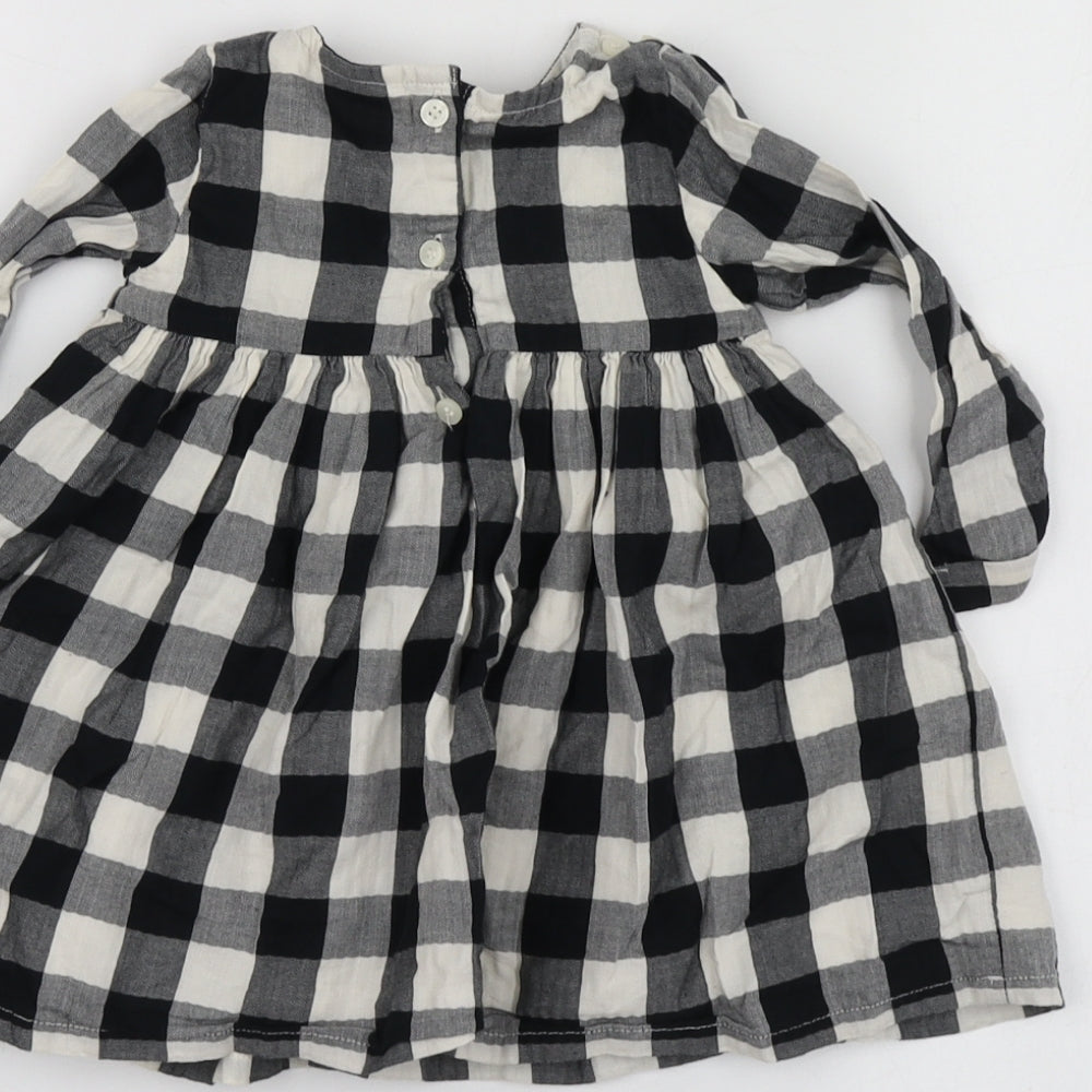 NEXT Black Check Cotton Trapeze & Swing Size 9-12 Months Round Neck