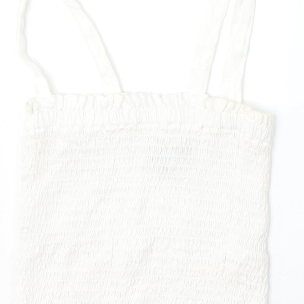 Primark Womens White Cotton Camisole Tank Size 2XS Square Neck