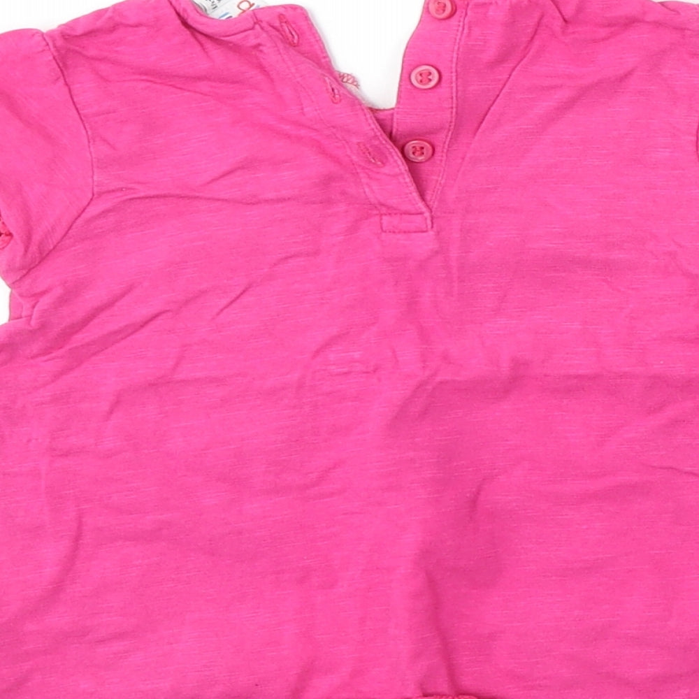 Mini Club Girls Pink Cotton Basic T-Shirt Size 18-24 Months Round Neck