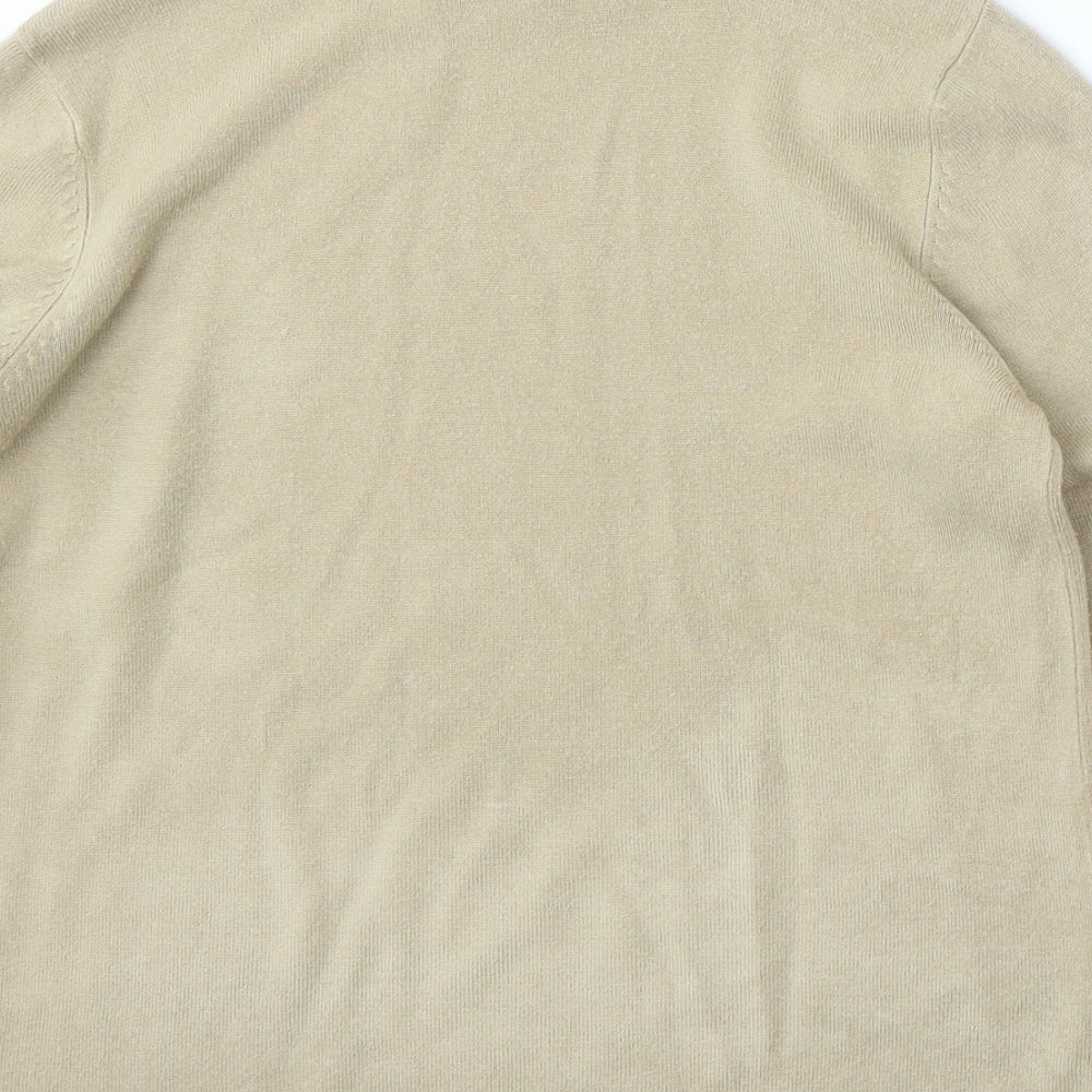 BM Collection Womens Beige Round Neck Acrylic Pullover Jumper Size S