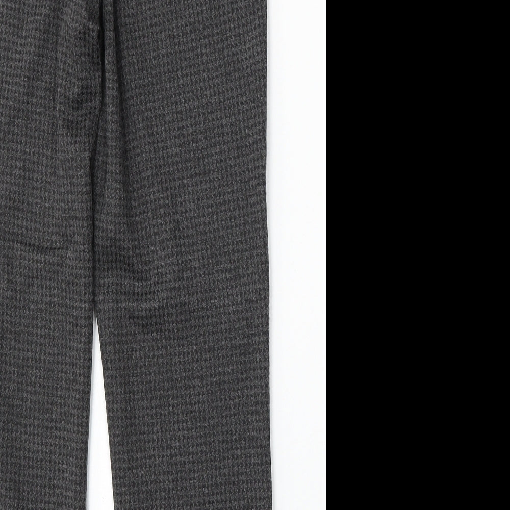 Marks and Spencer Womens Grey Houndstooth Viscose Trousers Size 10 L26 in Regular
