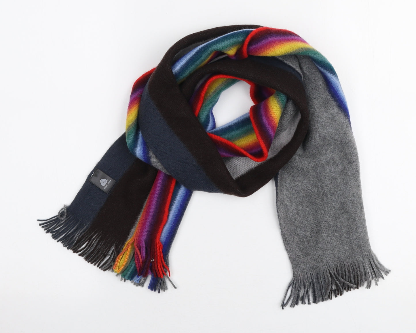 Woolmark Mens Multicoloured Striped Wool Scarf Size Regular