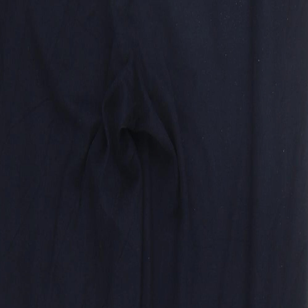 Marks and Spencer Womens Blue Viscose Trousers Size 10 L25 in Regular Zip