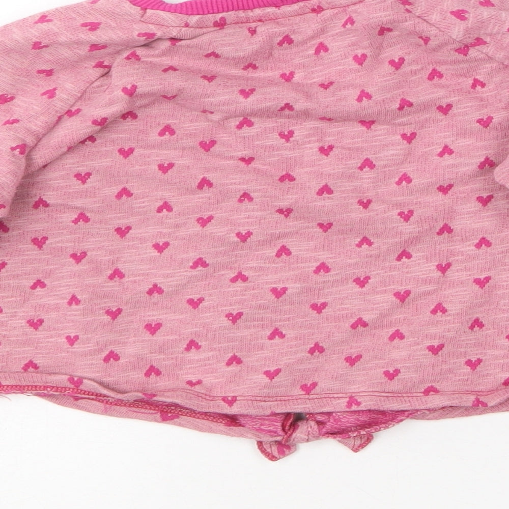 United Colors of Benetton Girls Pink Round Neck Geometric Cotton Pullover Jumper Size XS - Love heart print.