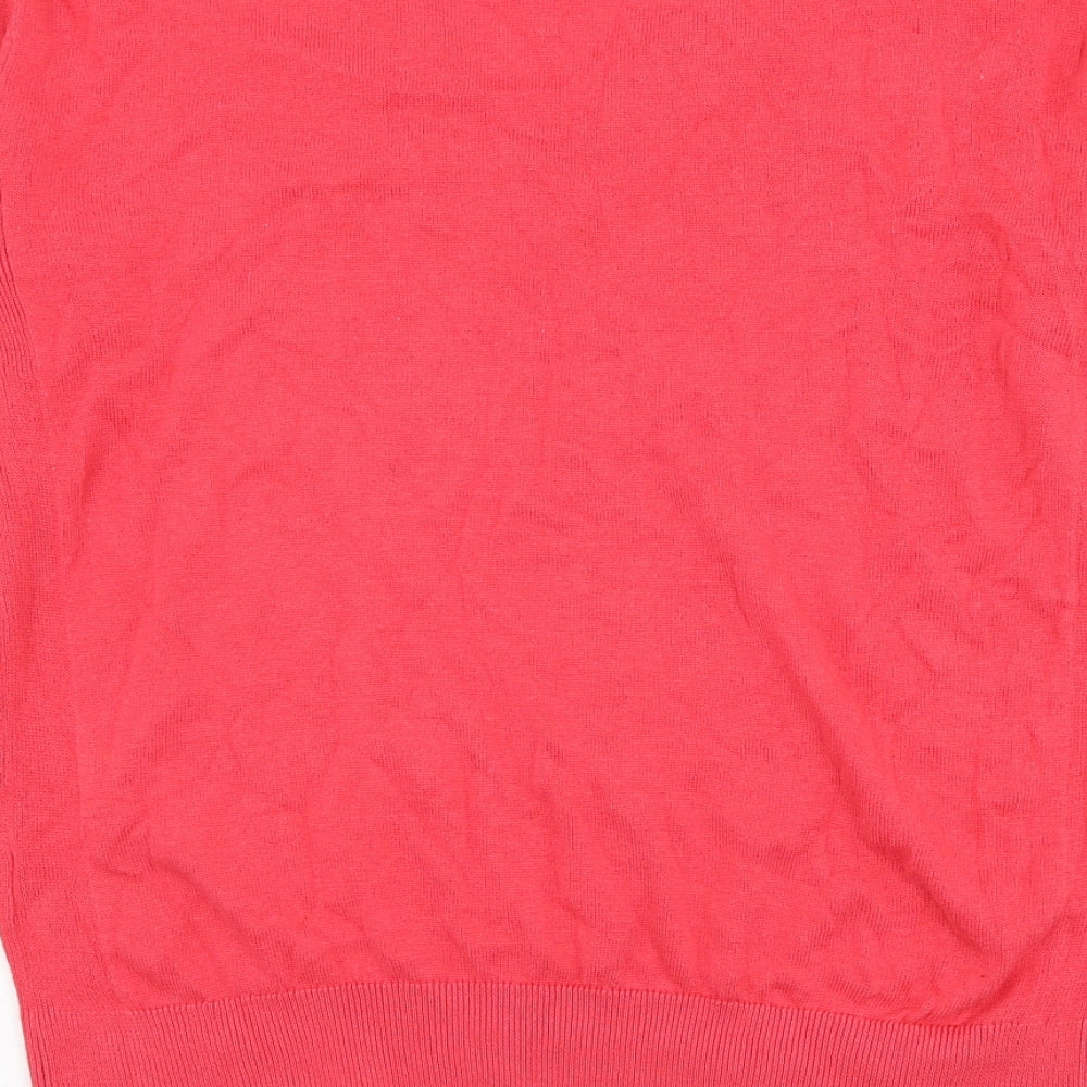 Marks and Spencer Womens Pink V-Neck Cotton Pullover Jumper Size S