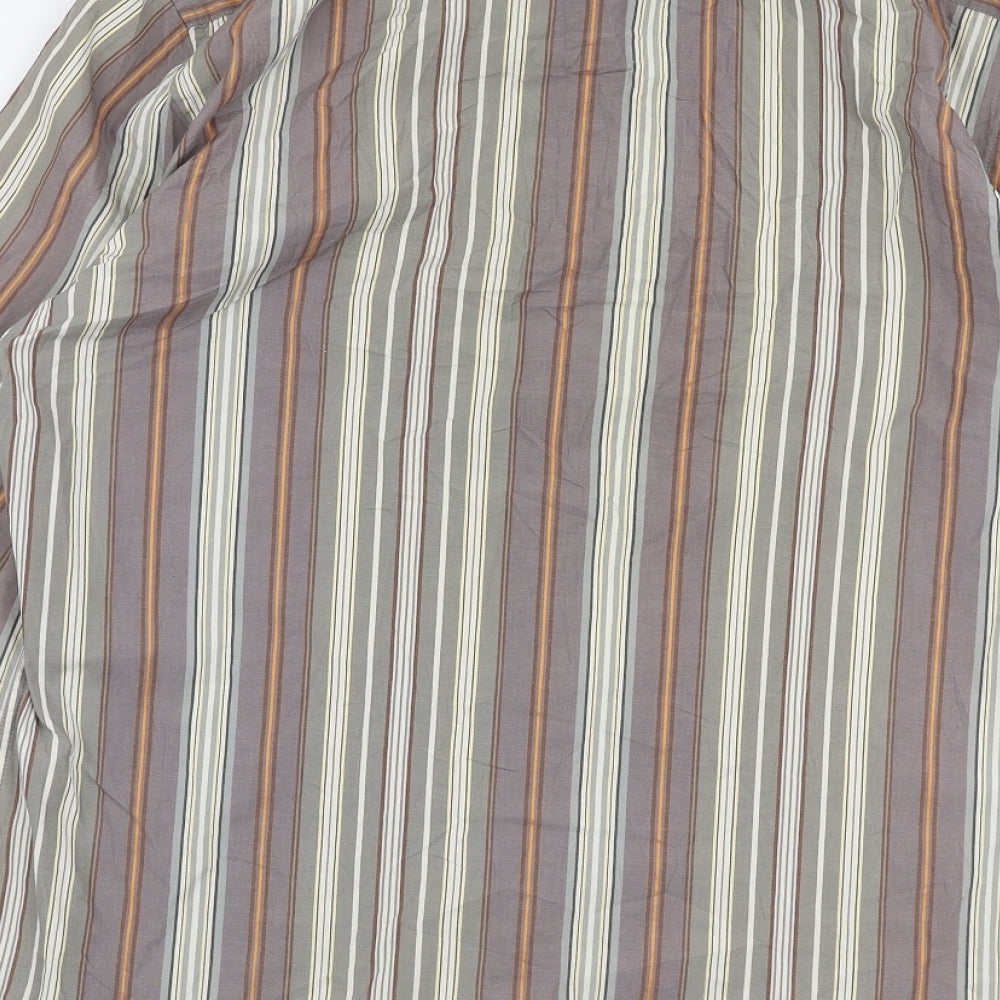 Club Monaco Mens Multicoloured Striped Cotton Button-Up Size M Collared Button