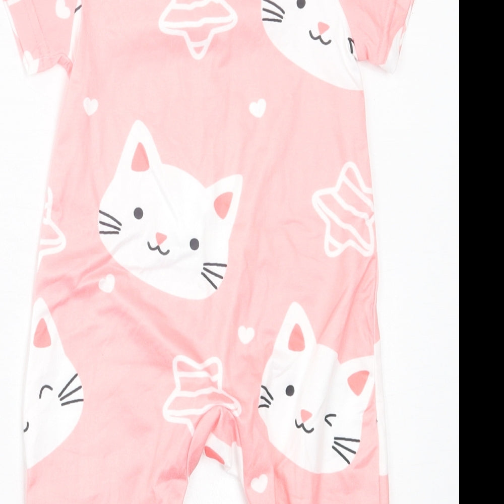 SheIn Girls Pink Geometric Polyester Cami One Piece Size 3-6 Months Button