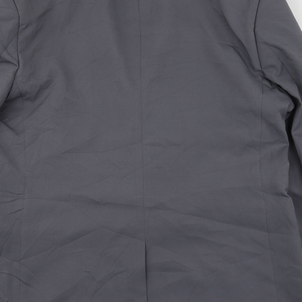 Boohoo Man Mens Grey Polyester Jacket Suit Jacket Size L