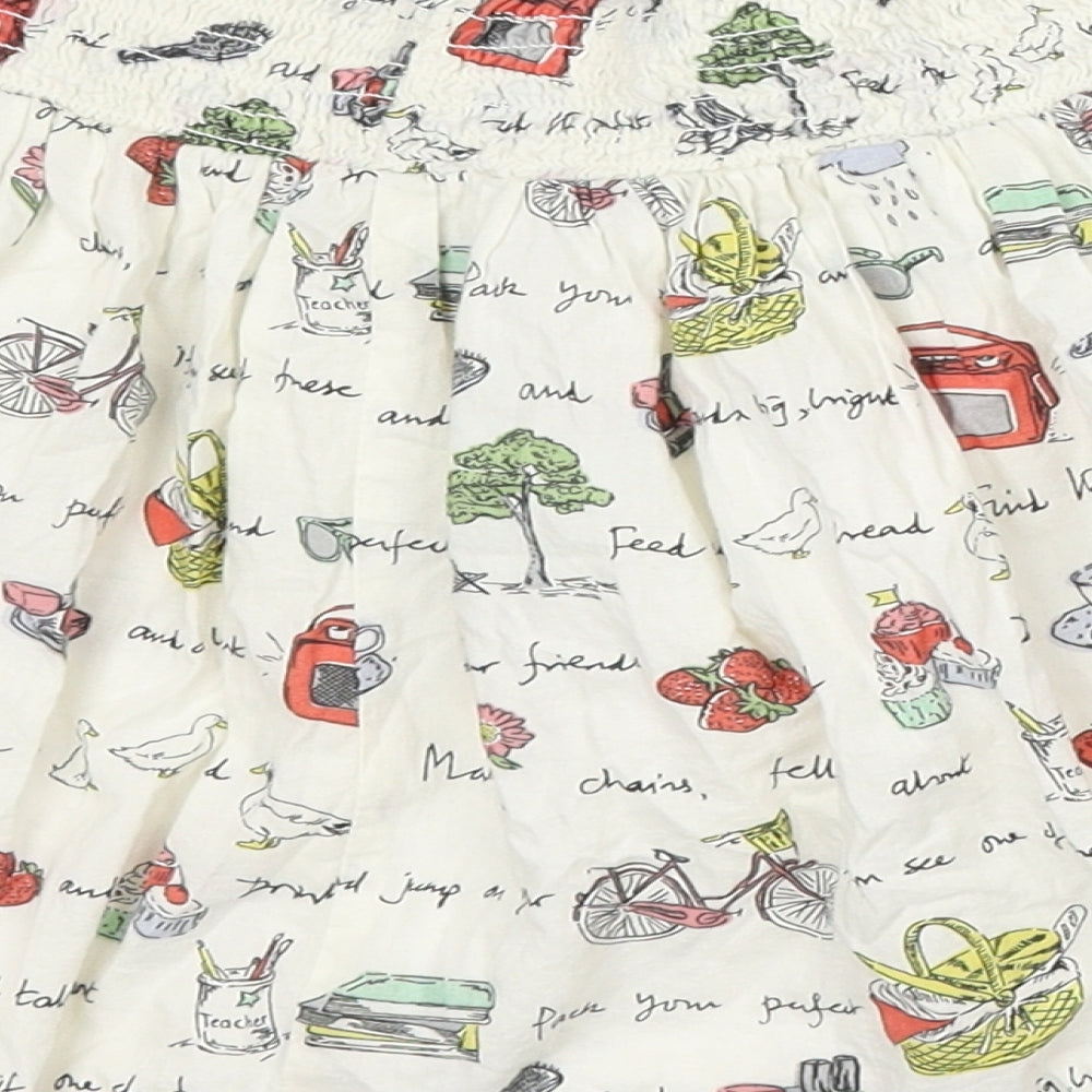 Johnnie Girls White Geometric Cotton Skater Skirt Size 11-12 Years Regular