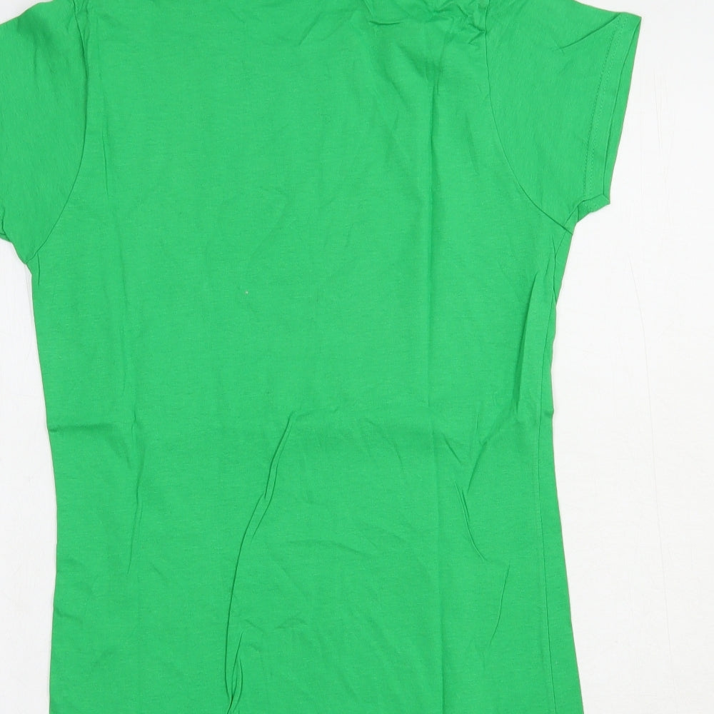 Gildan Womens Green Cotton Basic T-Shirt Size M Crew Neck
