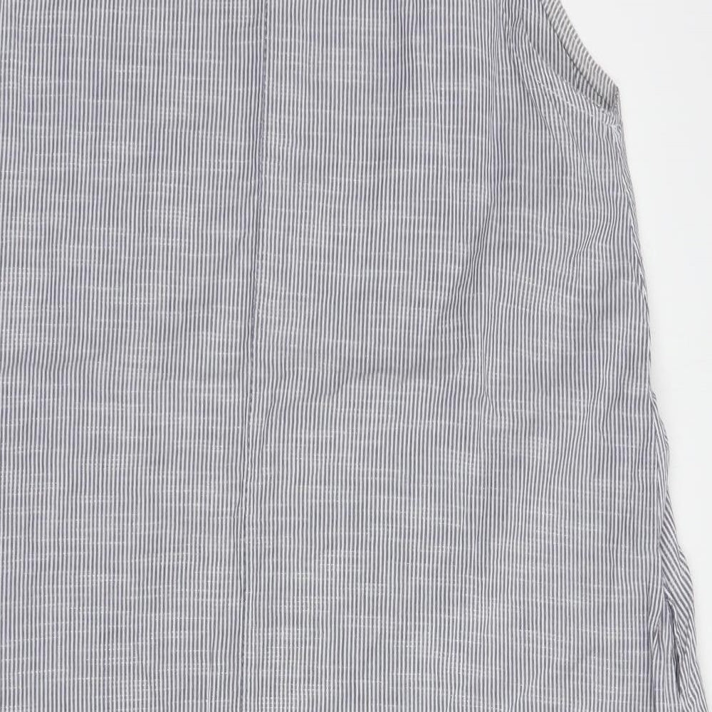 Carina Ricci Womens Blue Striped Cotton Shirt Dress Size M Collared Button