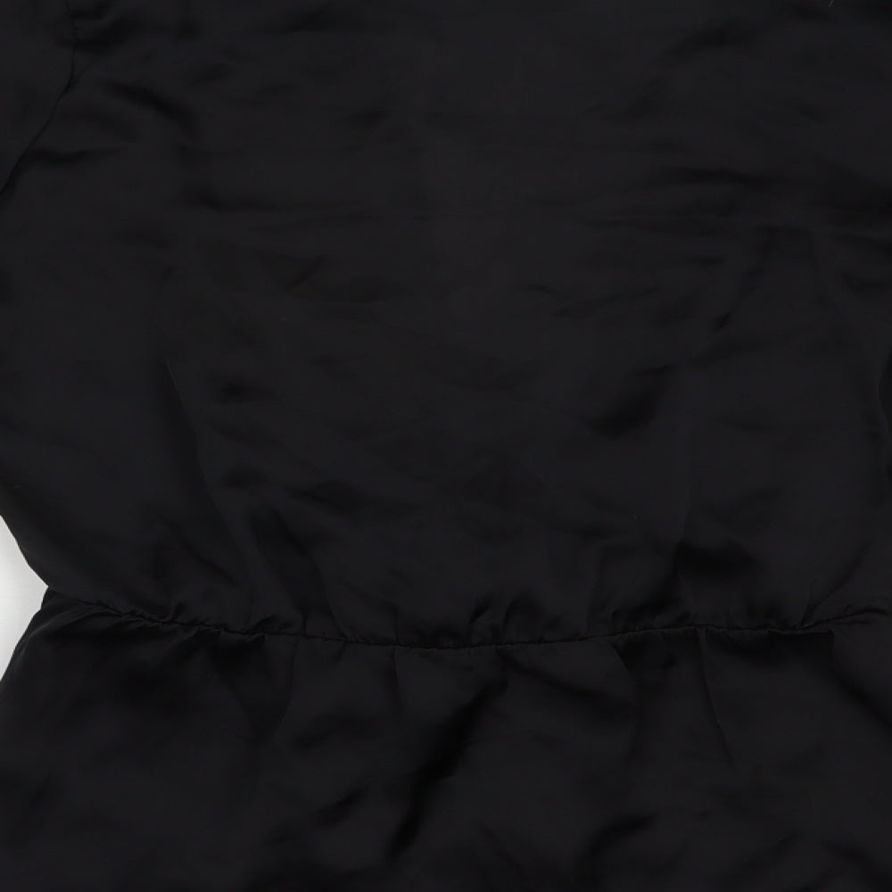 Missguided Womens Black Polyester Basic Blouse Size 8 V-Neck