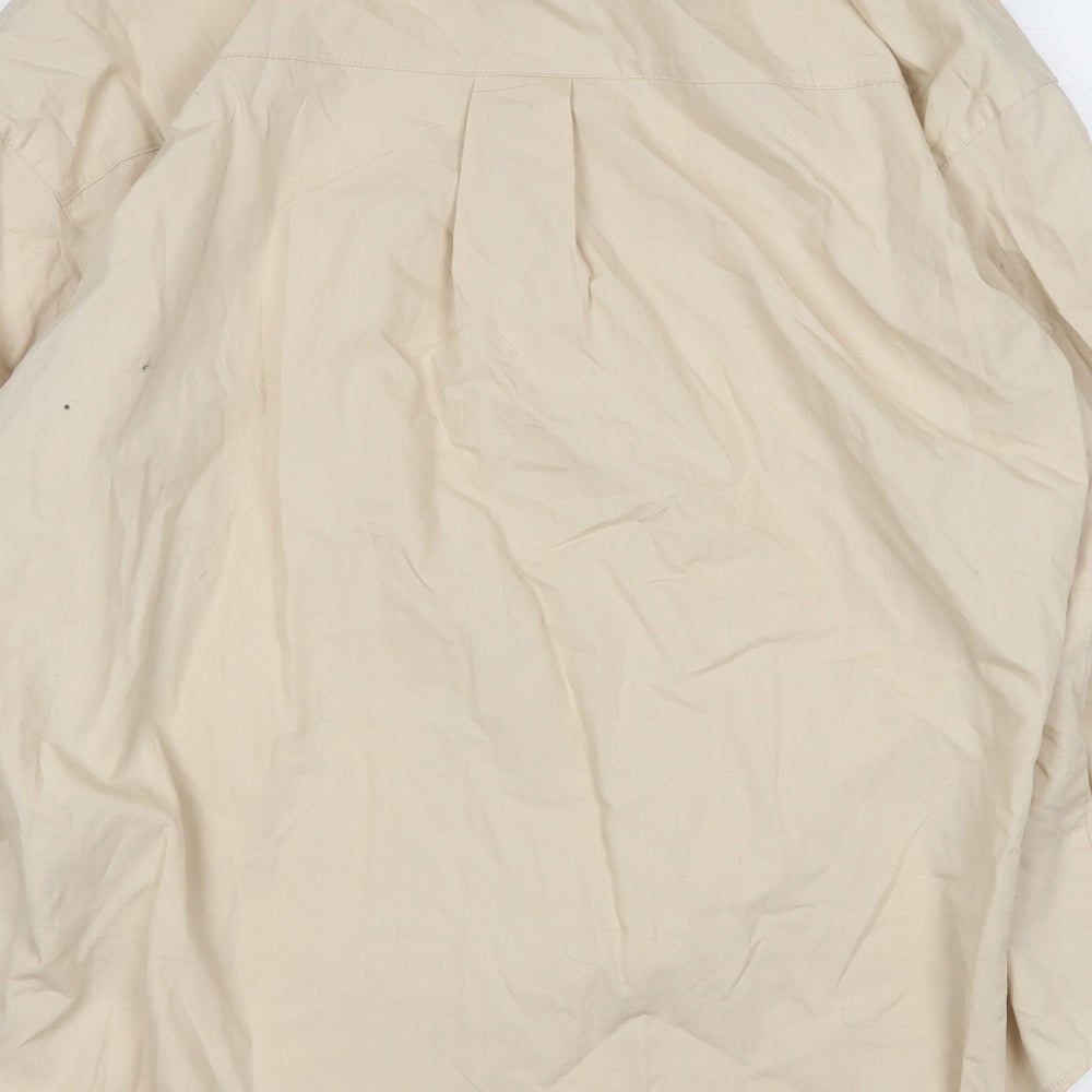 Divided Womens Beige Cotton Basic Button-Up Size S Collared