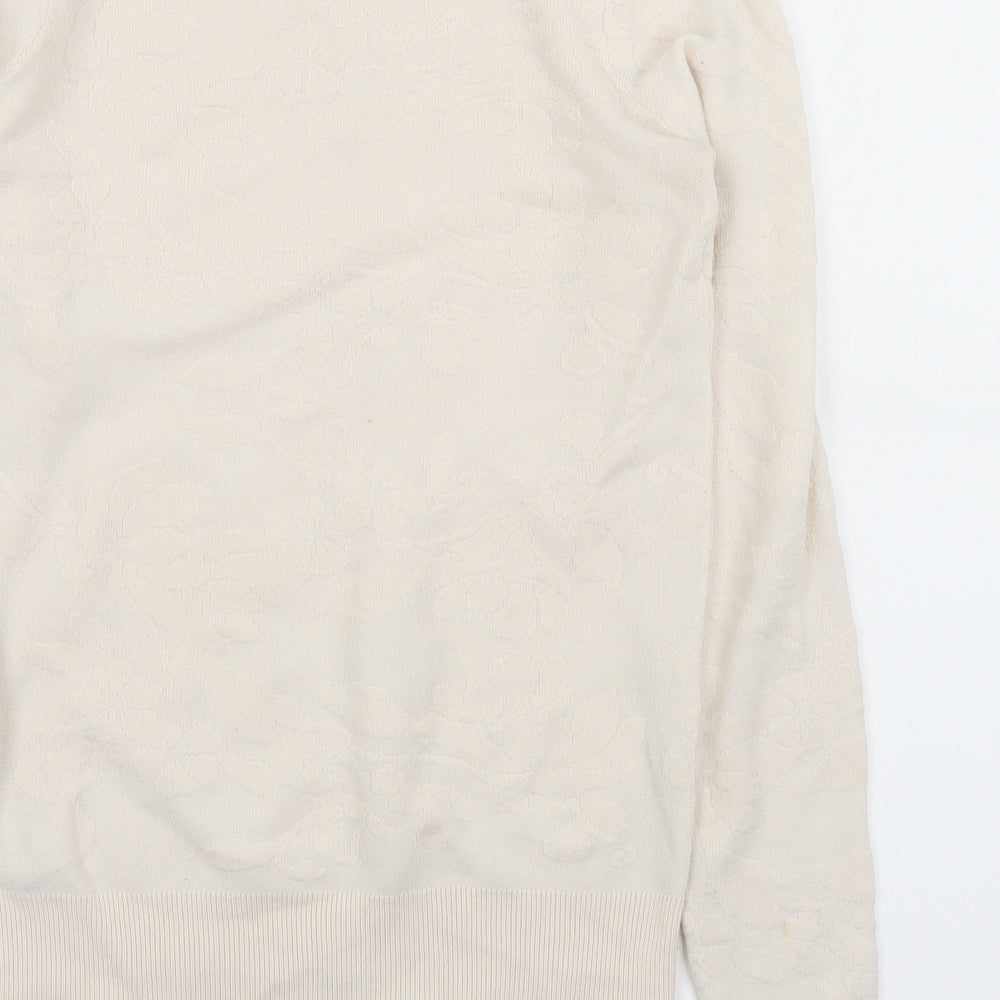 NEXT Womens Ivory Round Neck Floral Nylon Pullover Jumper Size 6