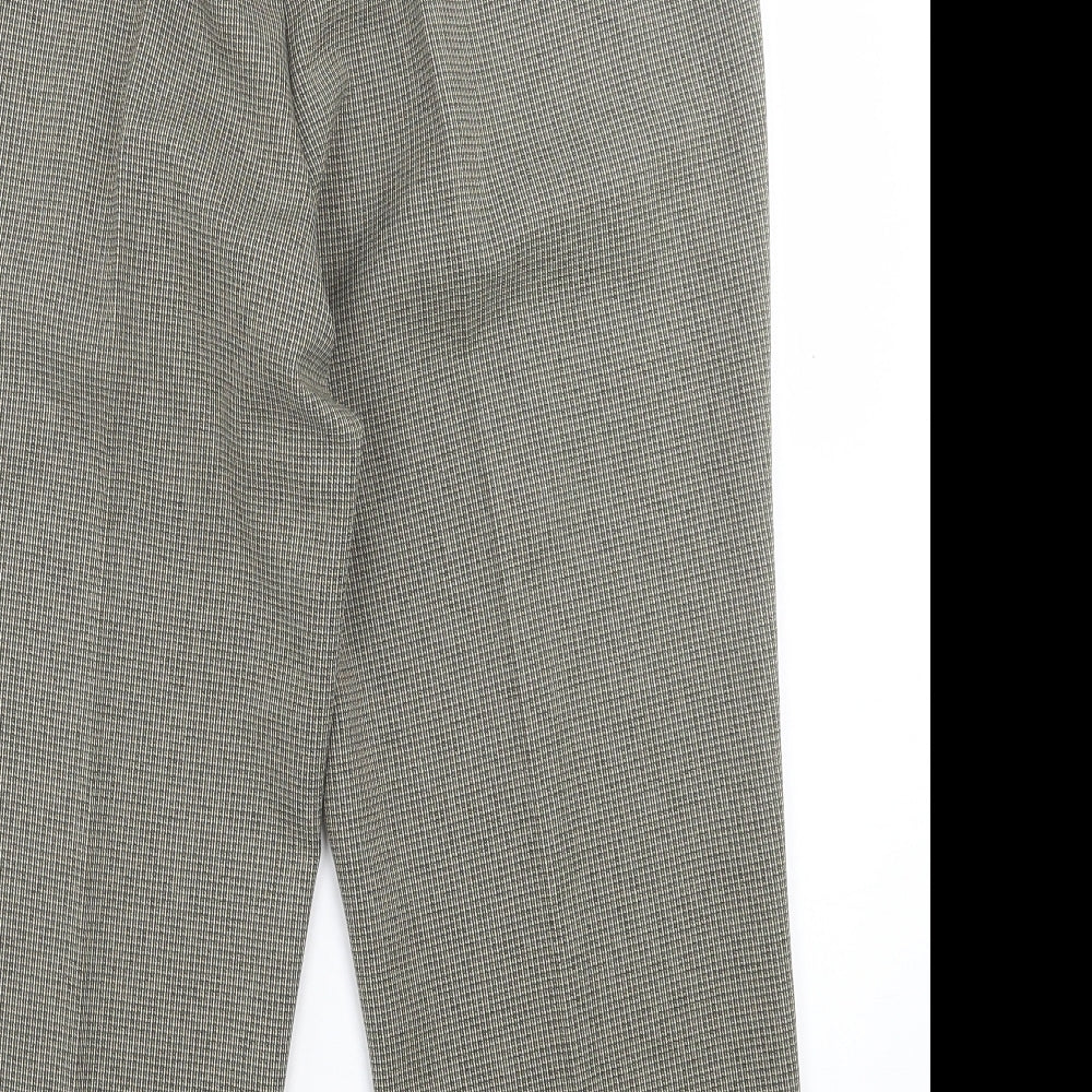 BM Womens Black Plaid Polyester Trousers Size 16 L24 in Regular Button