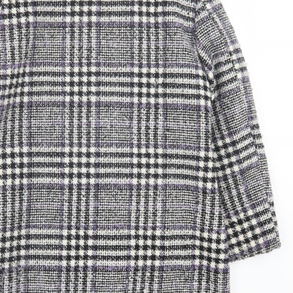 Classic Womens Purple Plaid Overcoat Coat Size 12 Button