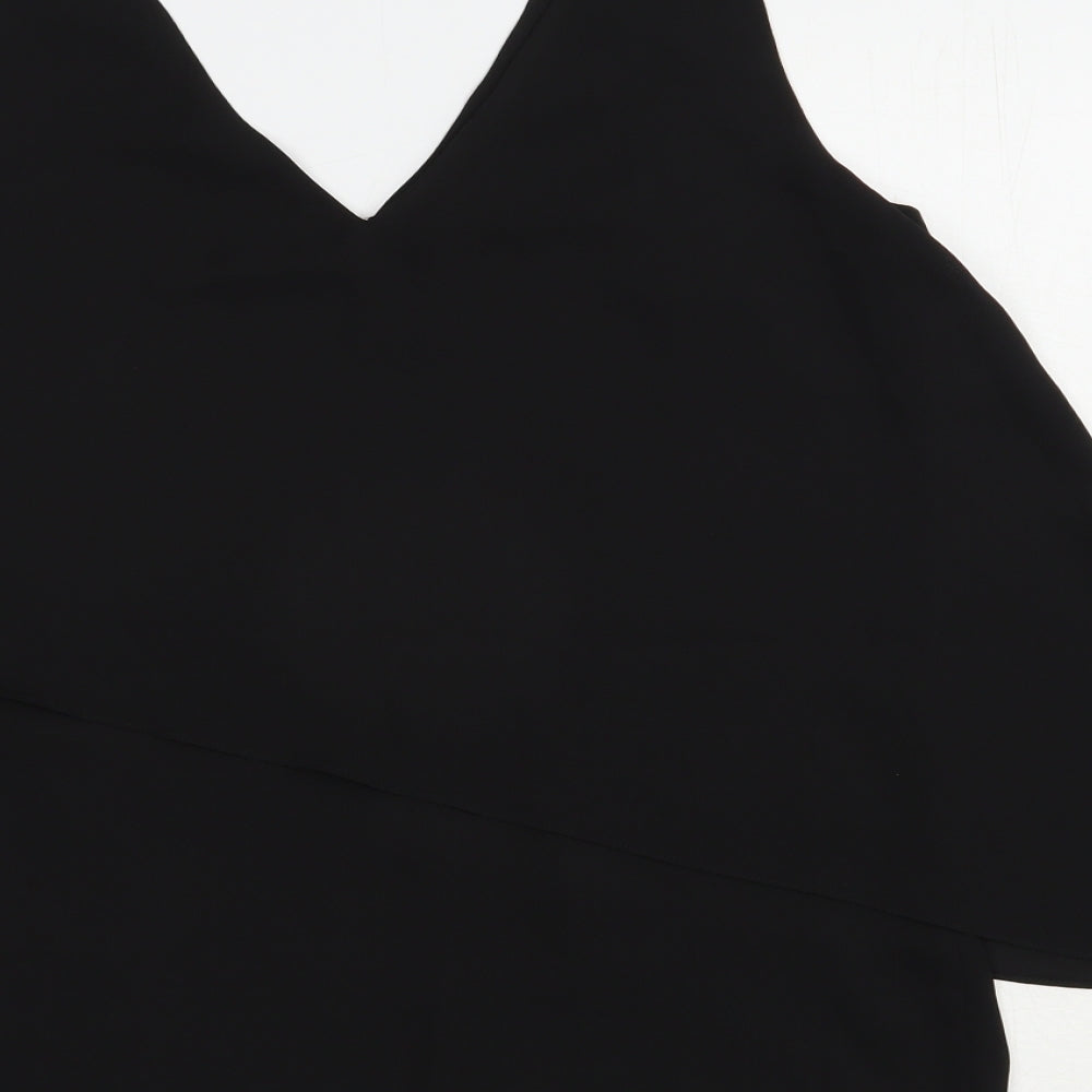 Wallis Womens Black Polyester Basic Blouse Size 10 V-Neck