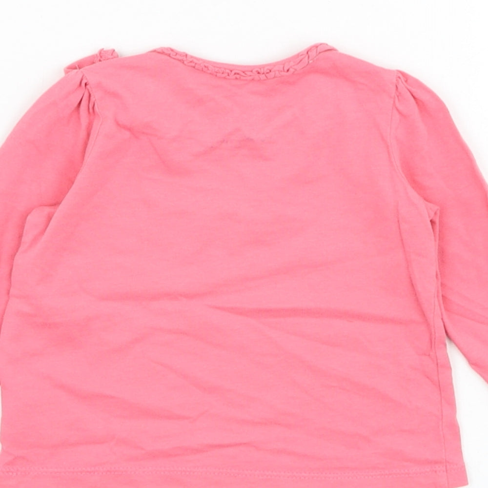 Mothercare Girls Pink Cotton Basic T-Shirt Size 6-9 Months Round Neck Pullover - Anchor
