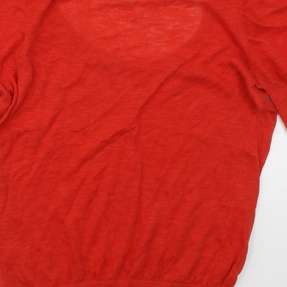 Topshop Womens Red Round Neck Cotton Pullover Jumper Size 12