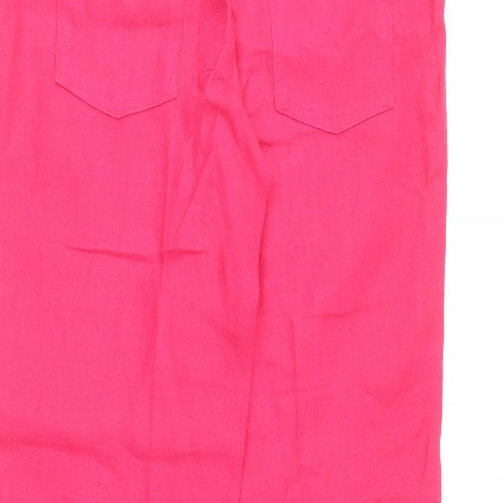 Per Una Womens Pink Cotton Chino Trousers Size 8 L28 in Regular