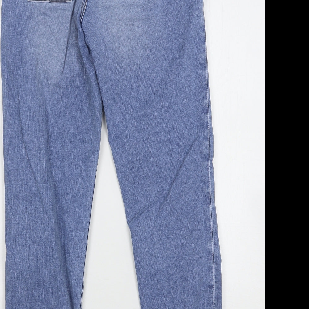 Marks and Spencer Womens Blue Cotton Straight Jeans Size 6 L27 in Regular