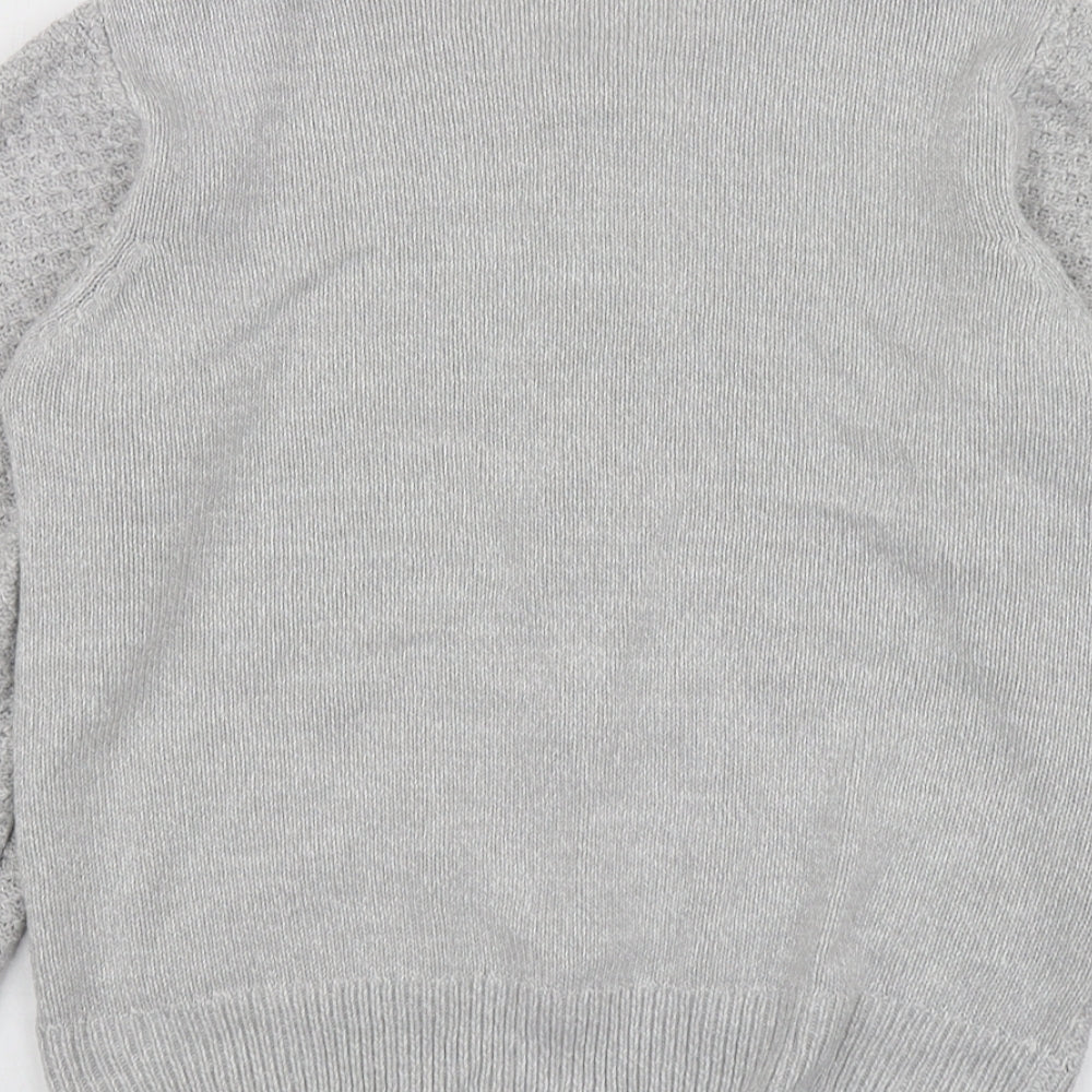 Honor Womens Grey V-Neck Acrylic Cardigan Jumper Size S