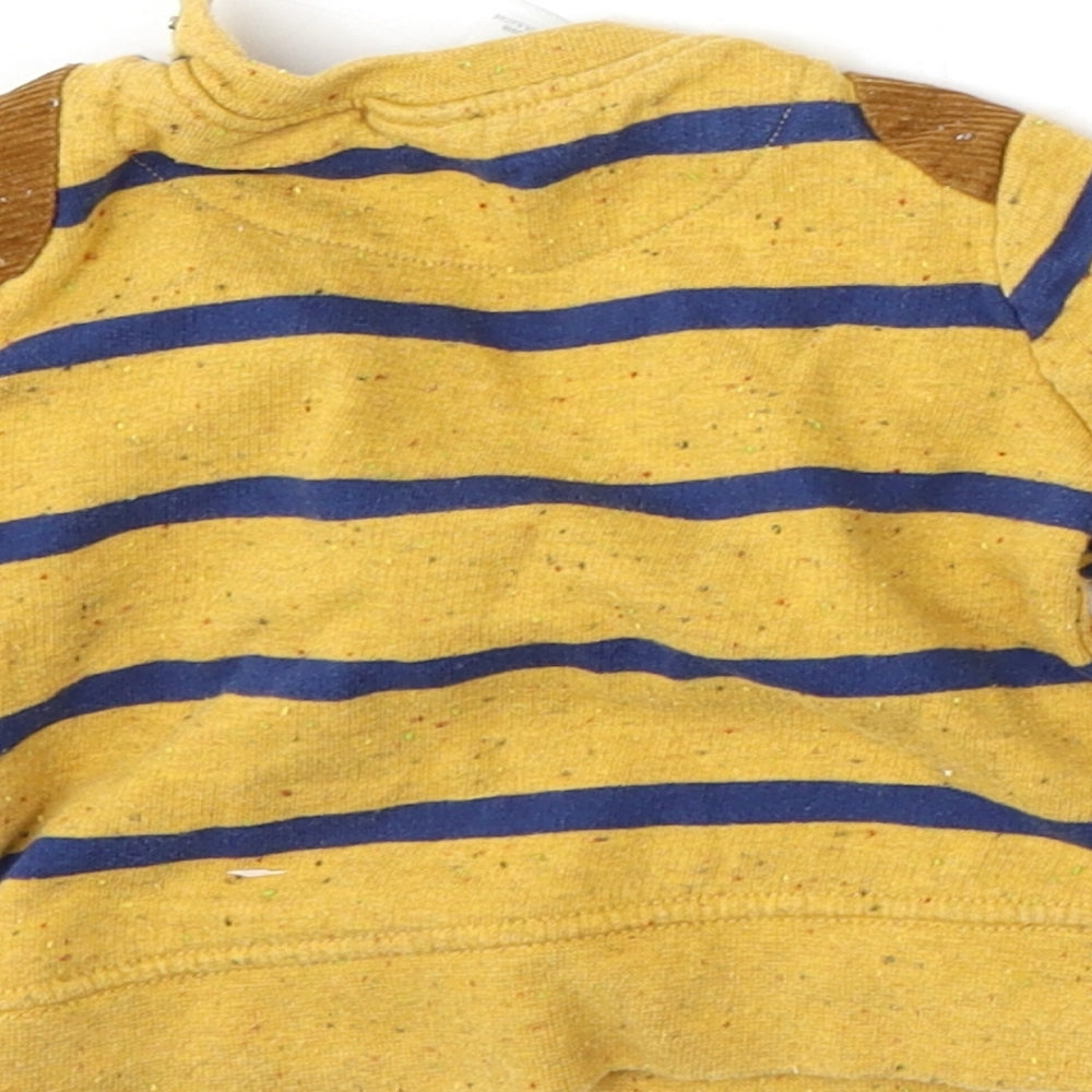Mini Club Boys Yellow Striped Cotton Pullover Jumper Size 6-9 Months Snap