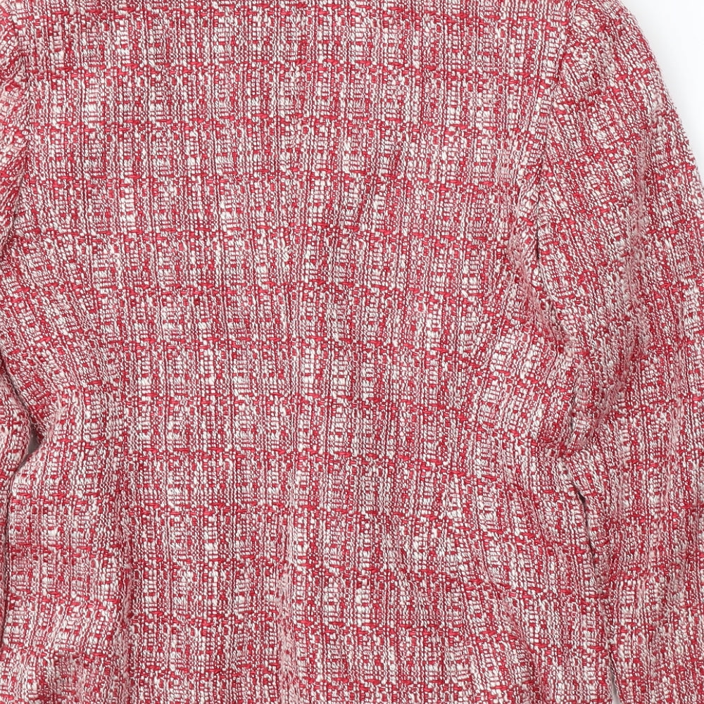 Mackyes Womens Red Geometric Polyester Jacket Suit Jacket Size 10