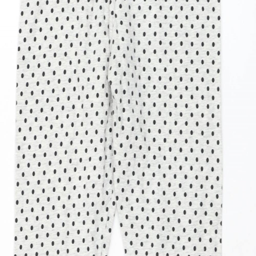 F&F Girls Grey Polka Dot Cotton Jogger Trousers Size 8-9 Years Regular Pullover - Leggings