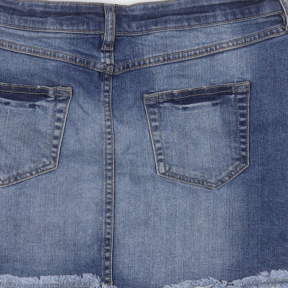 F&F Womens Blue Cotton A-Line Skirt Size 10