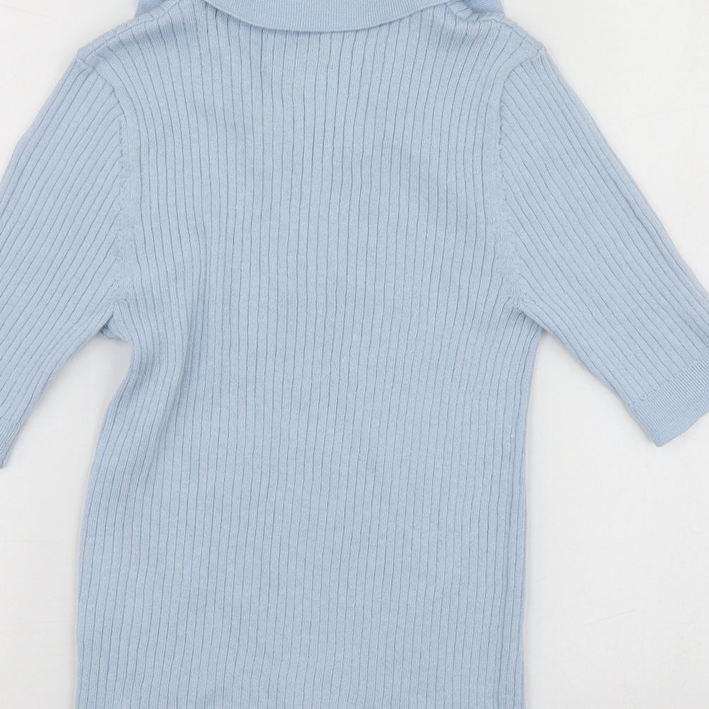 Only Womens Blue V-Neck Polyester Pullover Jumper Size S