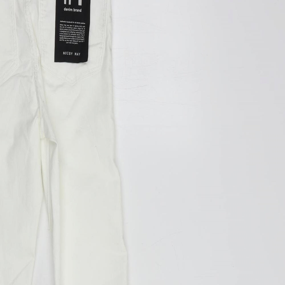 Noisy may Womens White Cotton Flared Jeans Size 25 in L30 in Regular Button