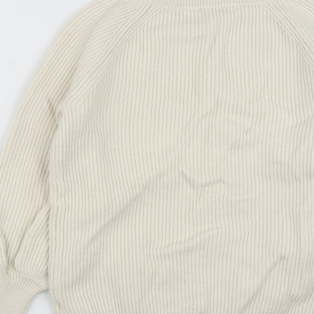 NEXT Womens White V-Neck Viscose Pullover Jumper Size S