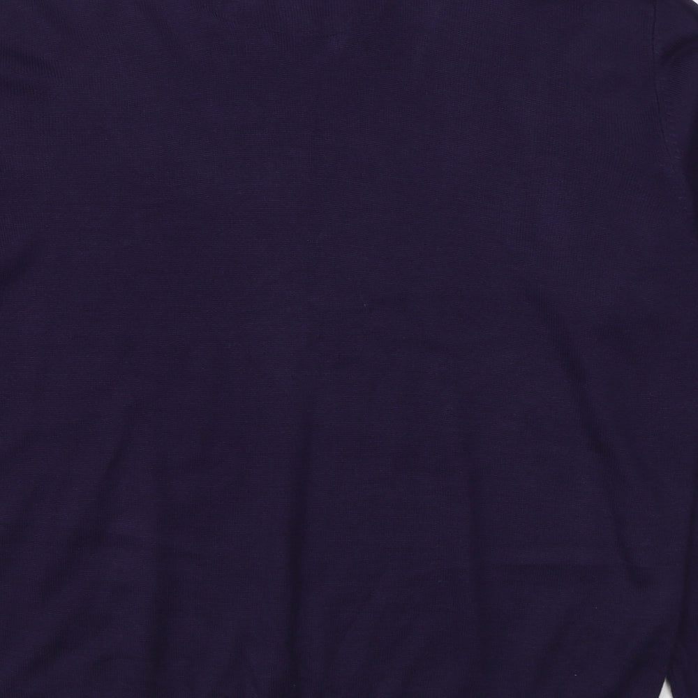 Duffer of St. George Mens Purple V-Neck Acrylic Pullover Jumper Size XL