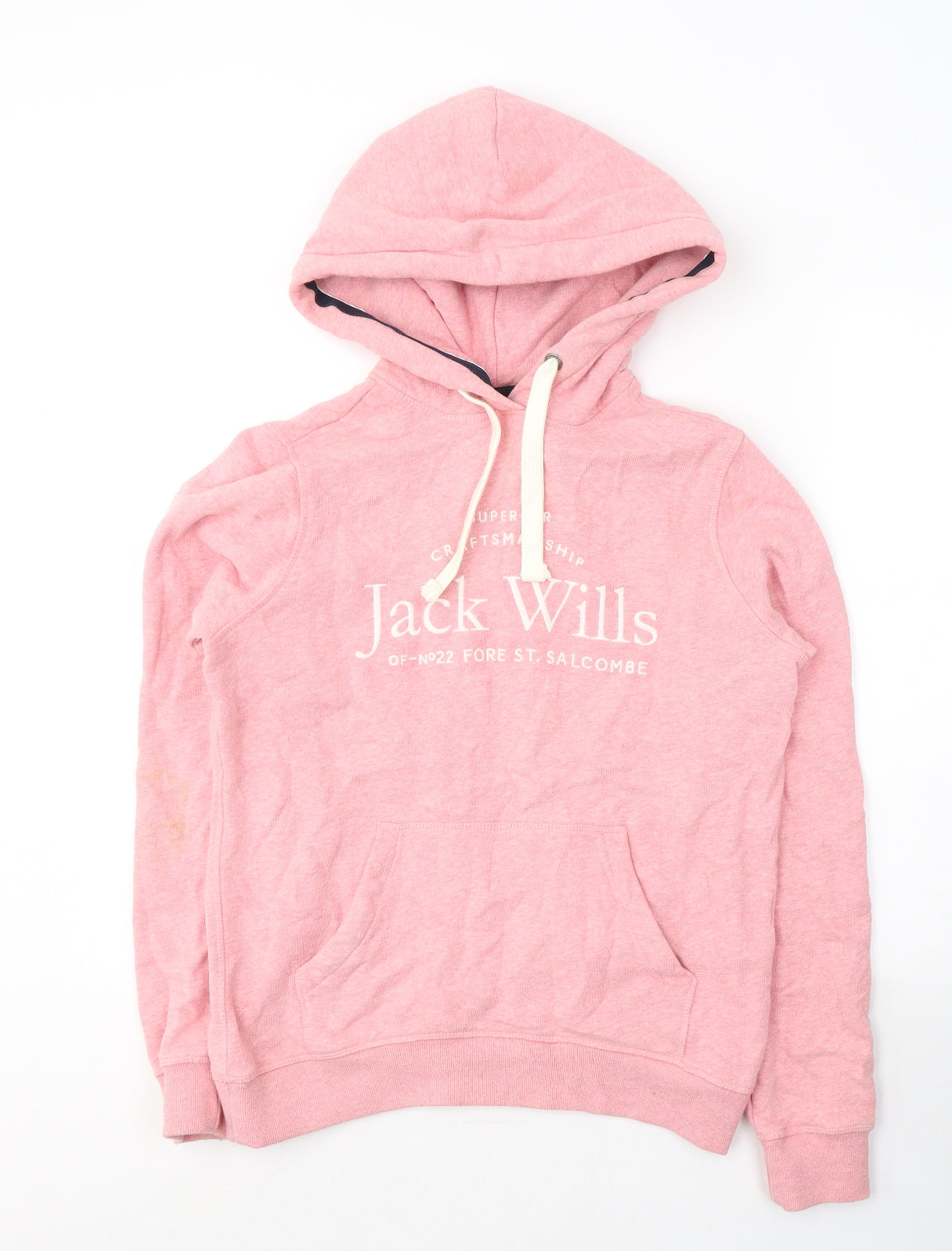 Jack Wills Womens Pink Cotton Pullover Hoodie Size 10 Pullover