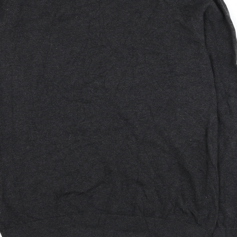 Burton Mens Grey V-Neck Cotton Pullover Jumper Size M