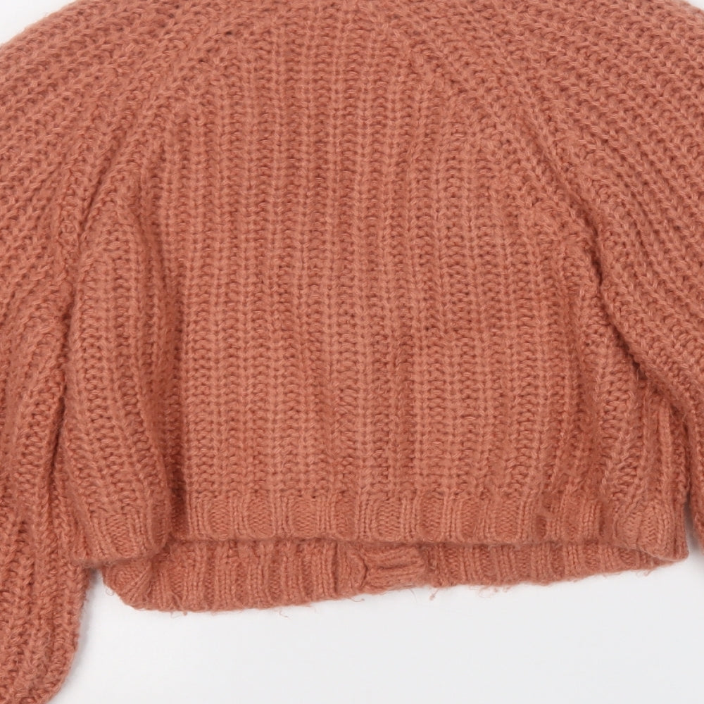 Nakd Womens Orange V-Neck Acrylic Cardigan Jumper Size XS