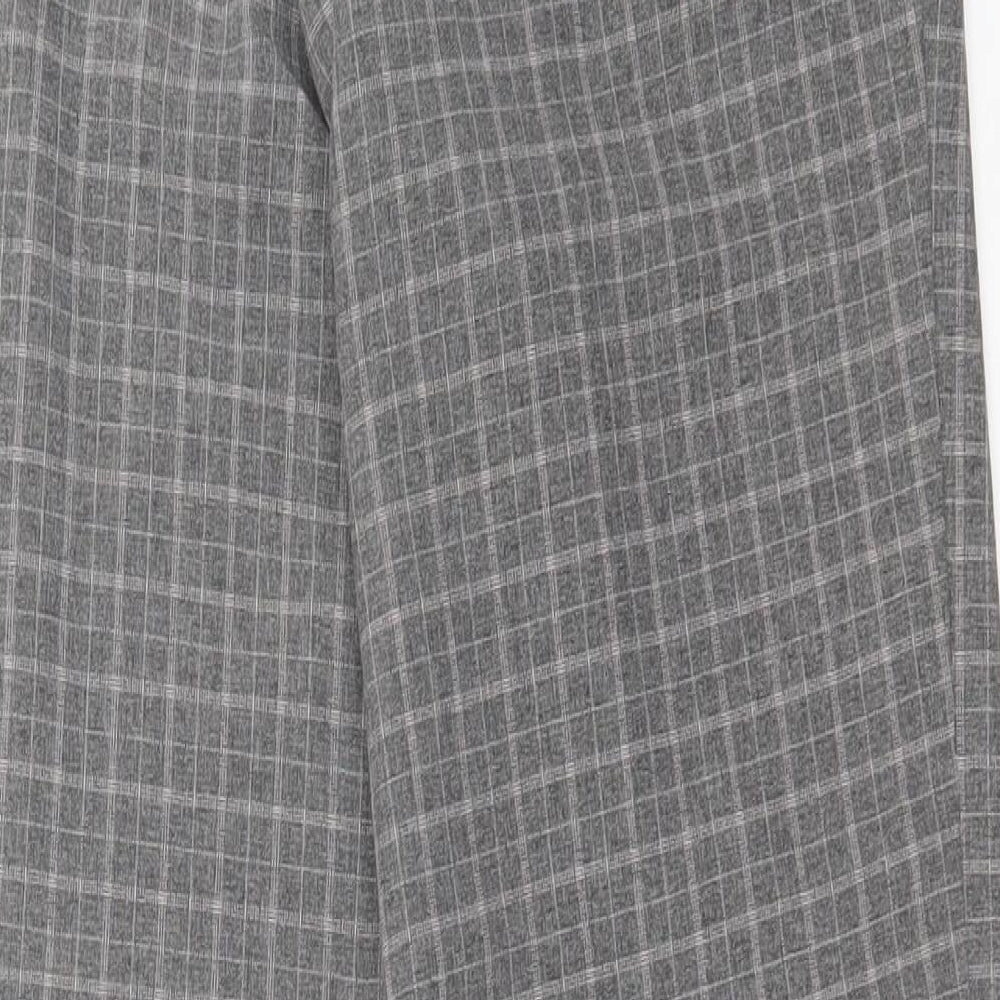 Preworn Womens Grey Plaid Polyester Trousers Size 28 in L26 in Regular