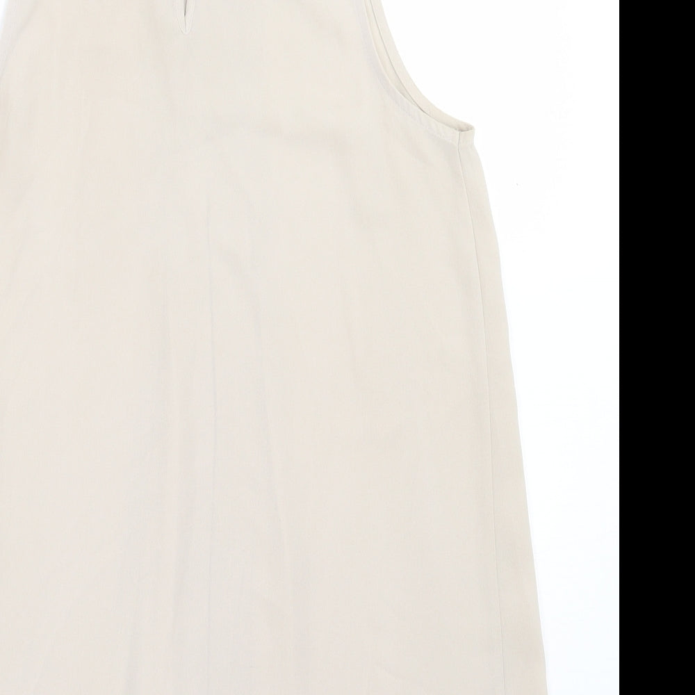 Benneton Womens Beige Polyester Basic Tank Size XS Crew Neck