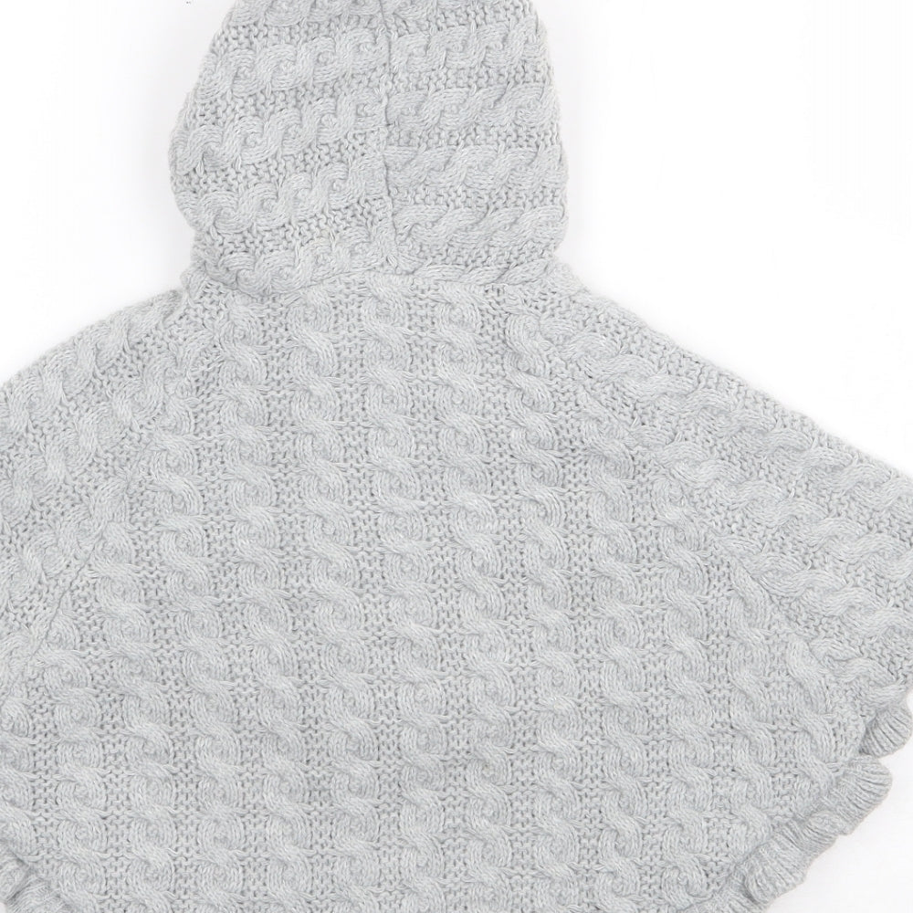 Little Nosh Girls Grey Acrylic Cape Jumper Size 3-6 Months