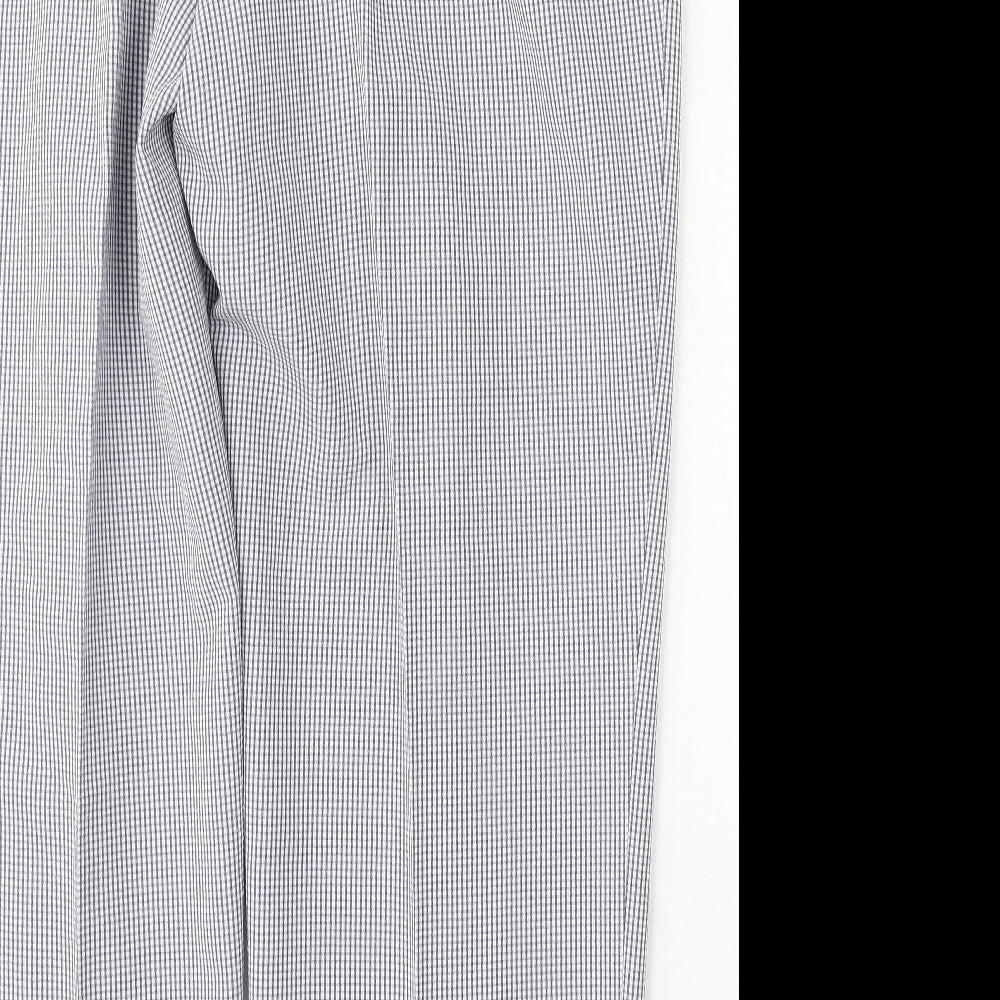 Preworn Womens Blue Check Polyester Trousers Size 38 L28 in Regular